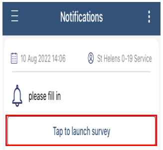 Airmid notifications - tap to launch survey