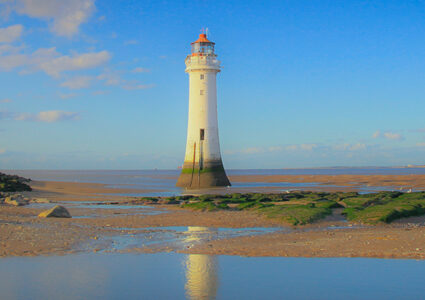 Lighthouse on Wirral beach